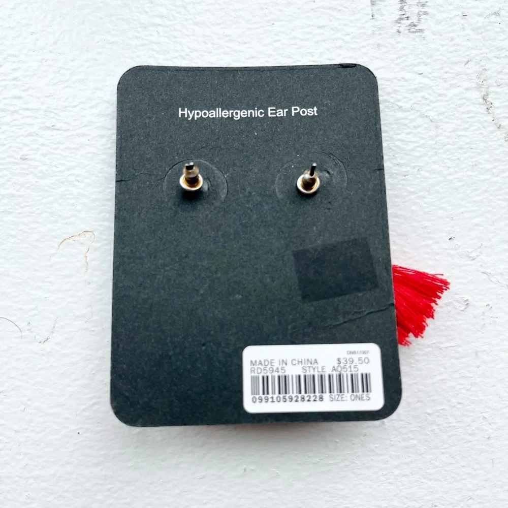 🎁FREE GIFT WITH PURCHASE J.Crew Red Tassel Dangle Earrings - Picture 2 of 2